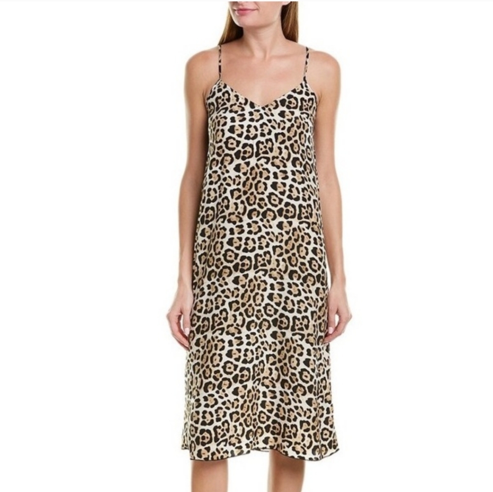 ATM Anthony Thomas Melillo 100% Silk Leopard Midi Slip Dress XS